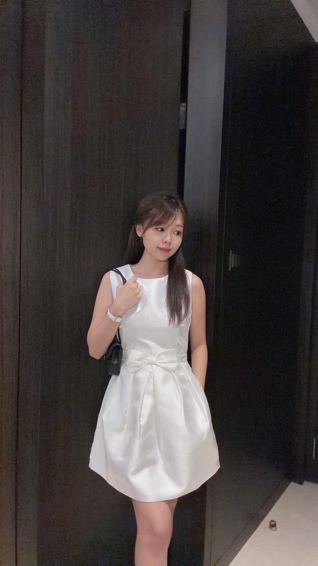 BOW SATIN DRESS