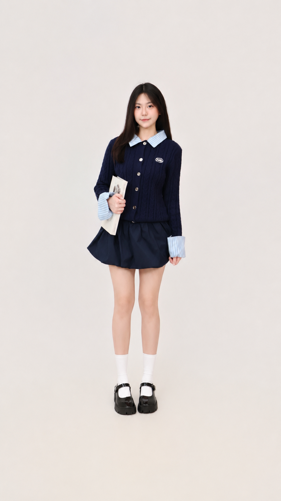 FAUX TWO PIECE KNIT CARDIGAN