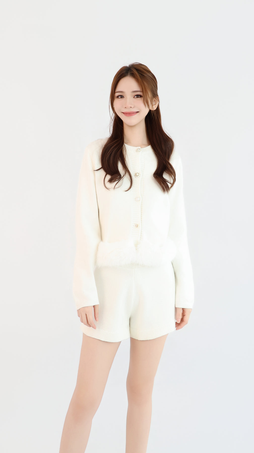 FURRY TRIM CARDIGAN