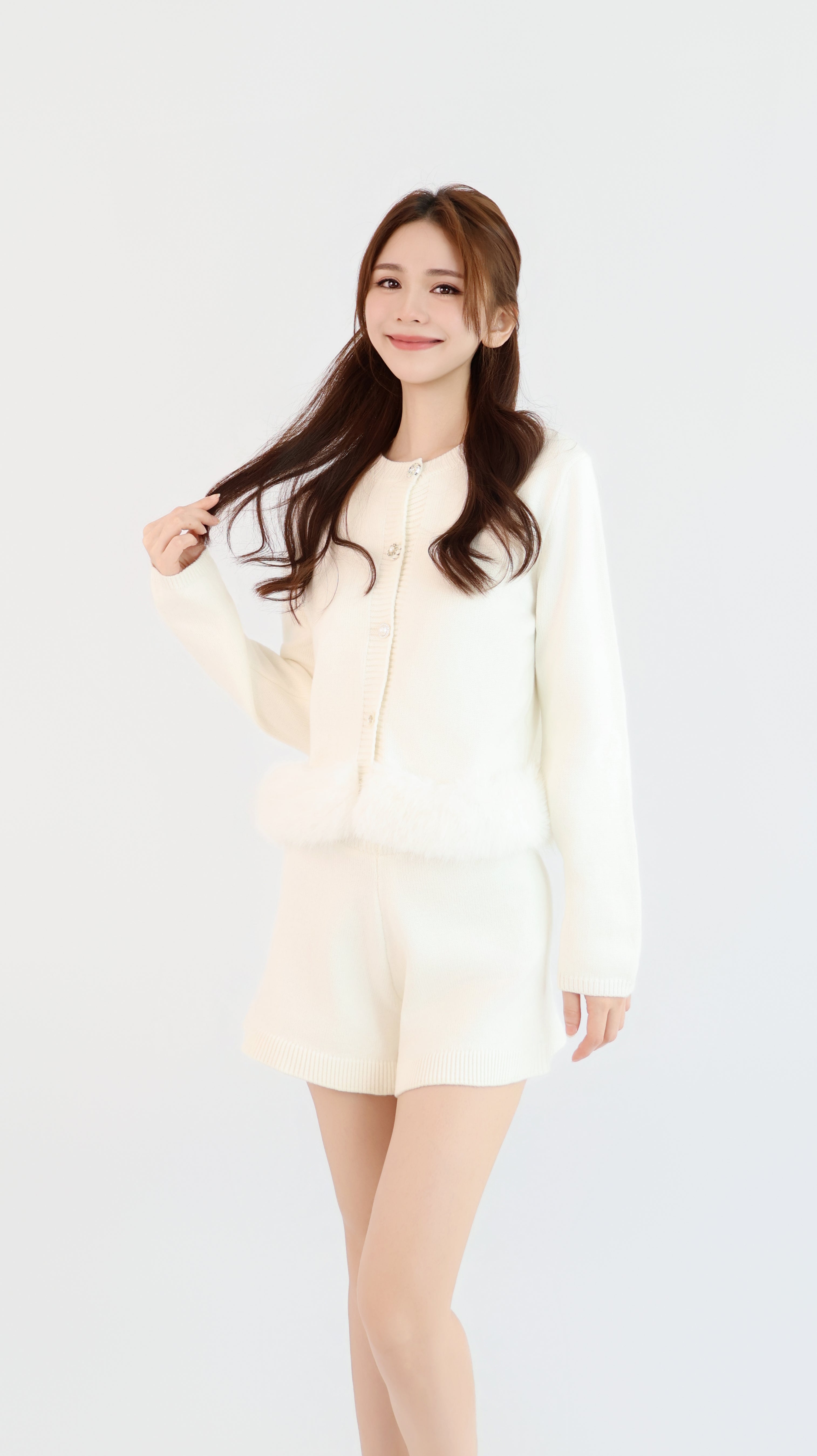 FURRY TRIM CARDIGAN