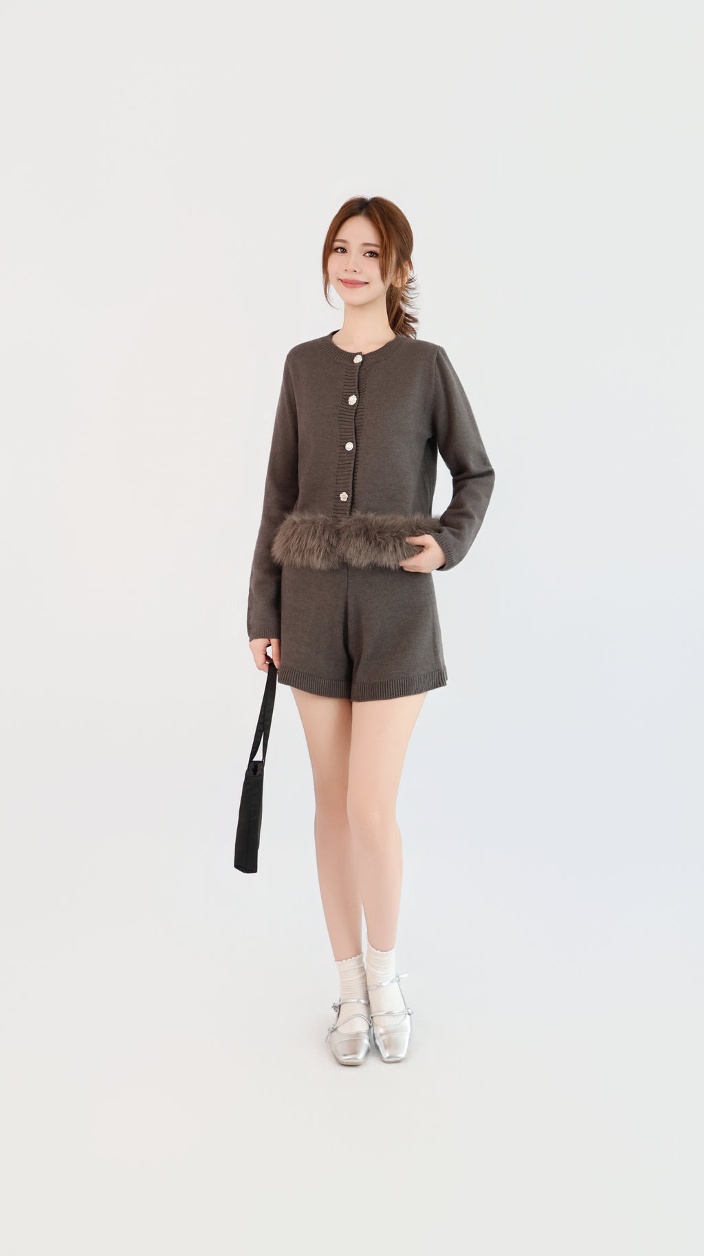FURRY TRIM CARDIGAN