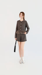 FURRY TRIM CARDIGAN