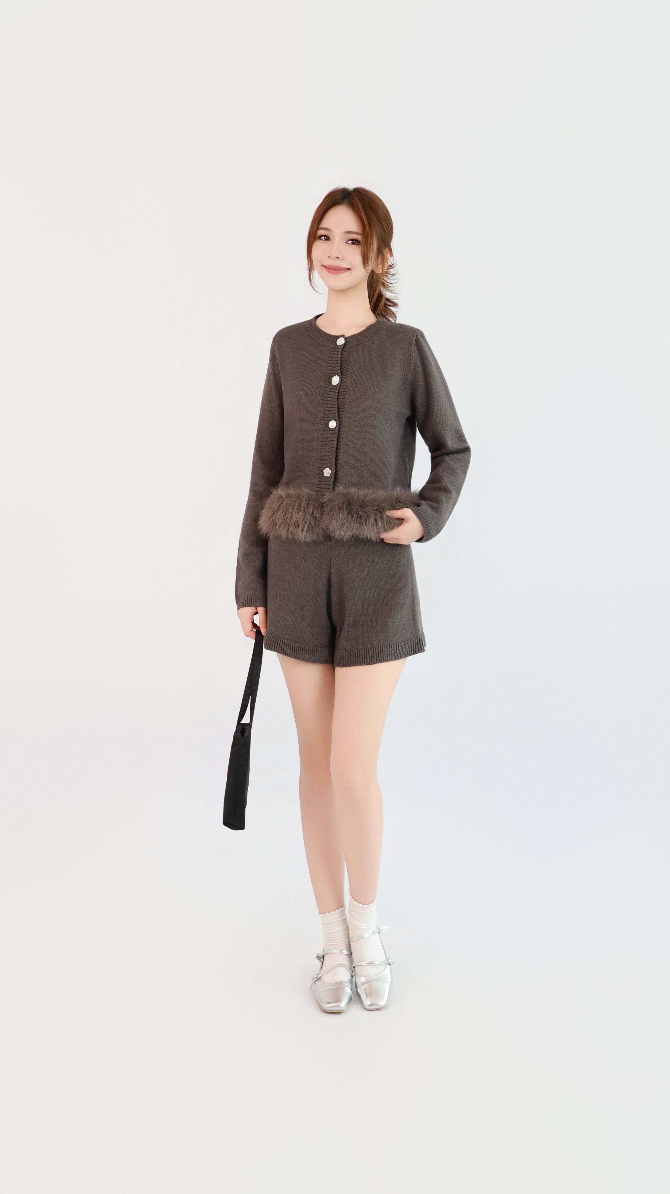 FURRY TRIM CARDIGAN