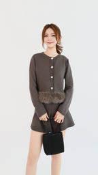 FURRY TRIM CARDIGAN