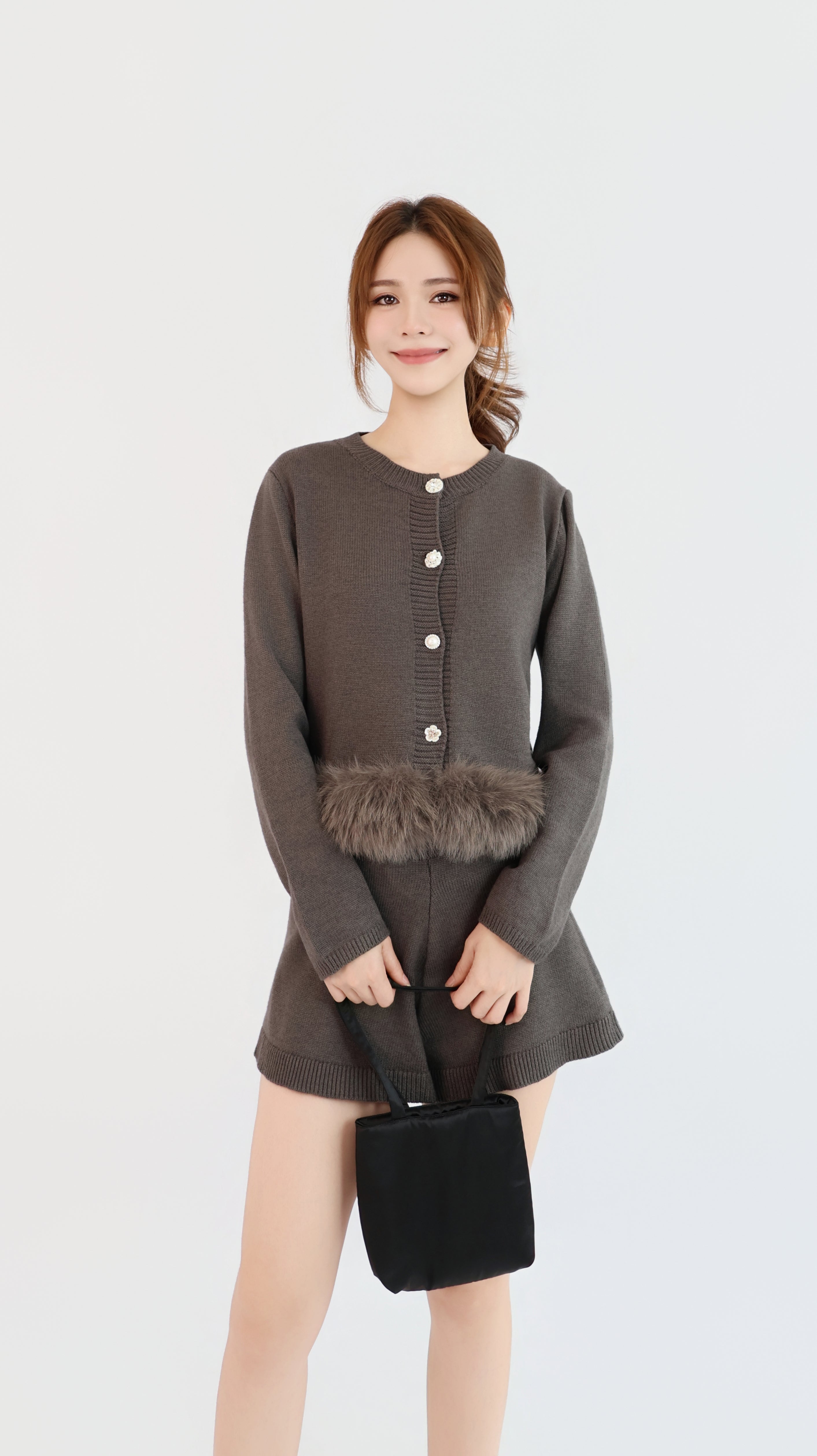 FURRY TRIM CARDIGAN
