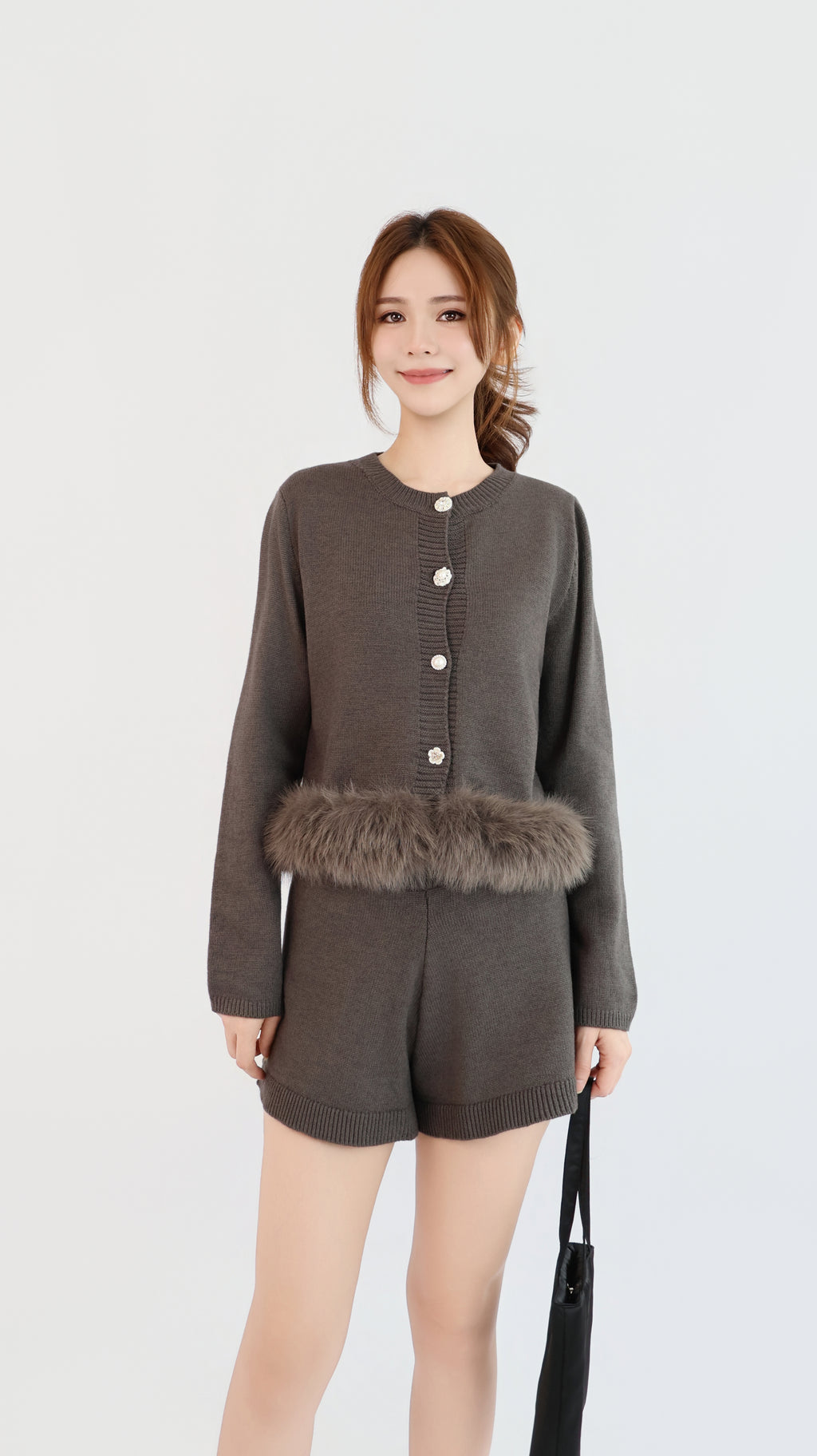 FURRY TRIM CARDIGAN