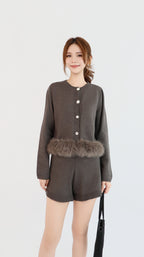 FURRY TRIM CARDIGAN