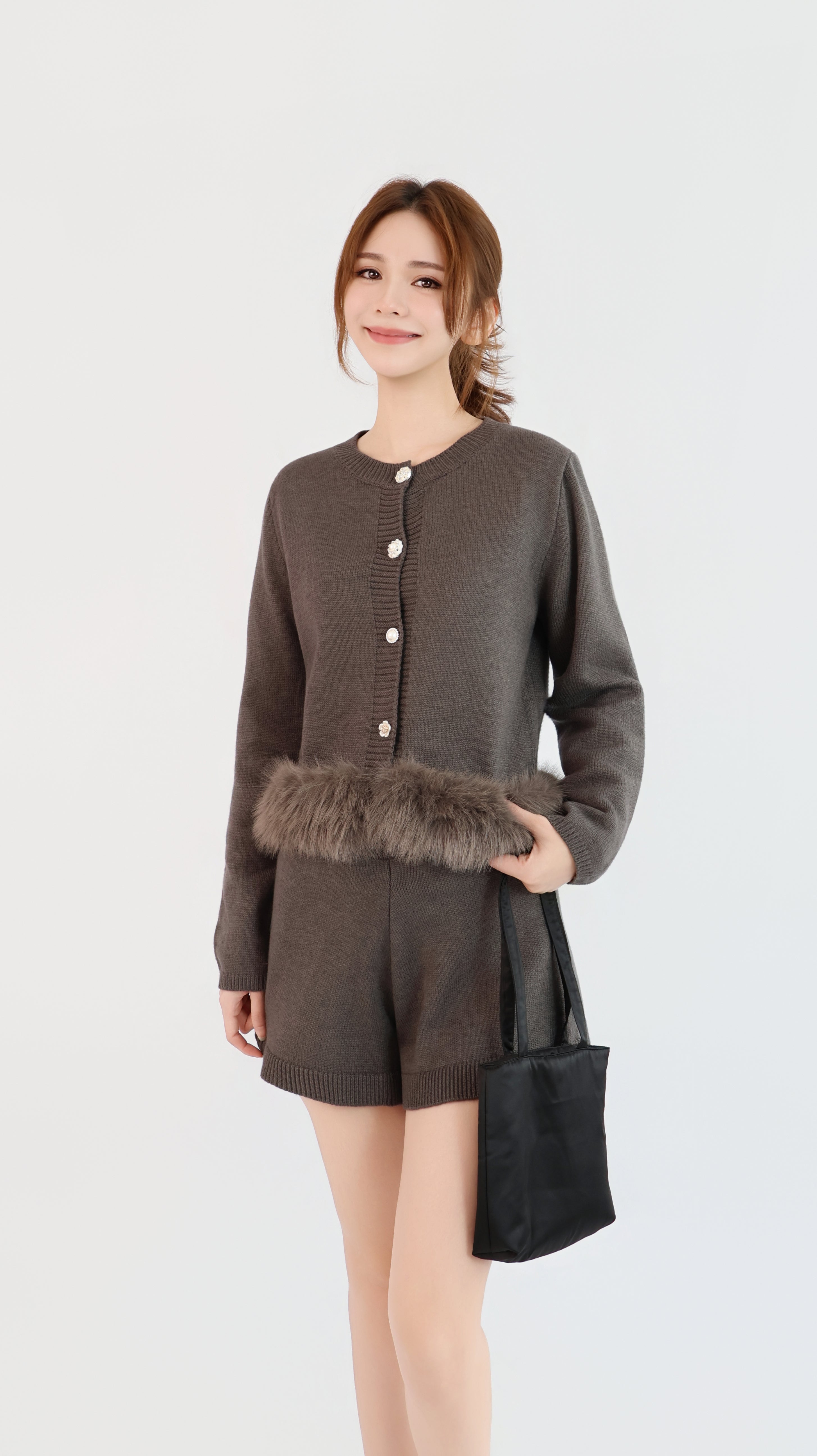FURRY TRIM CARDIGAN