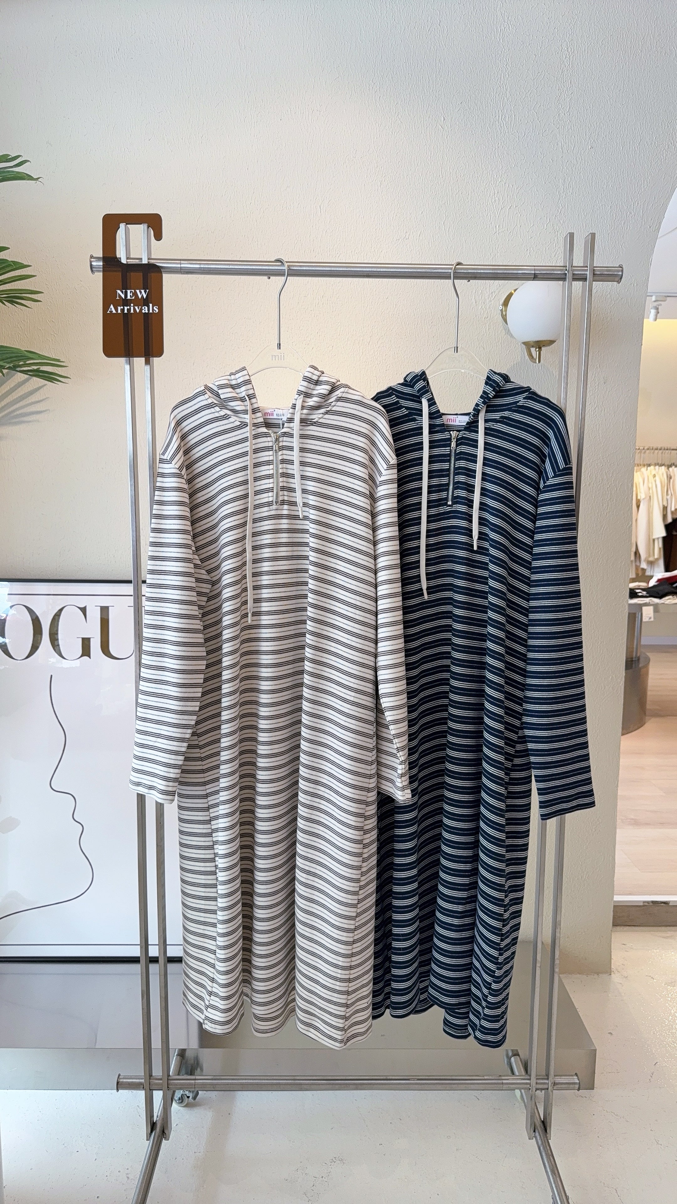 STRIPE HOODIE DRESS