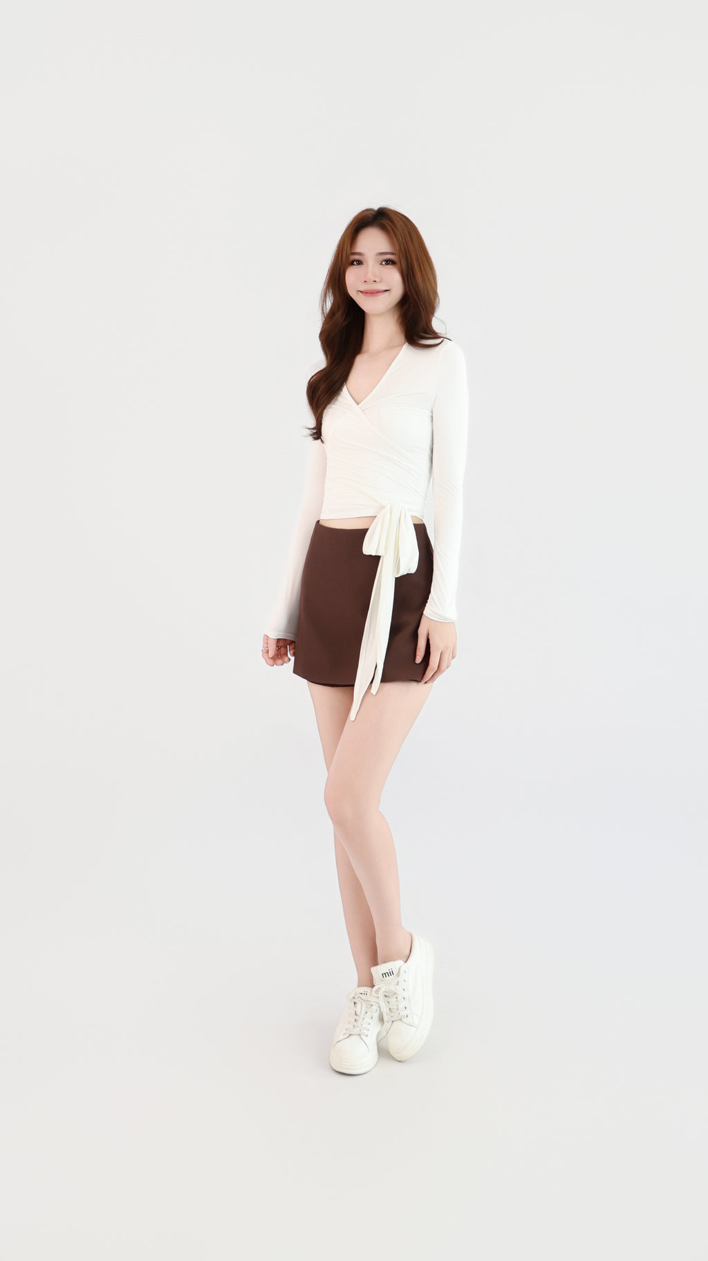 WRAP TIE LONG SLEEVE TOP