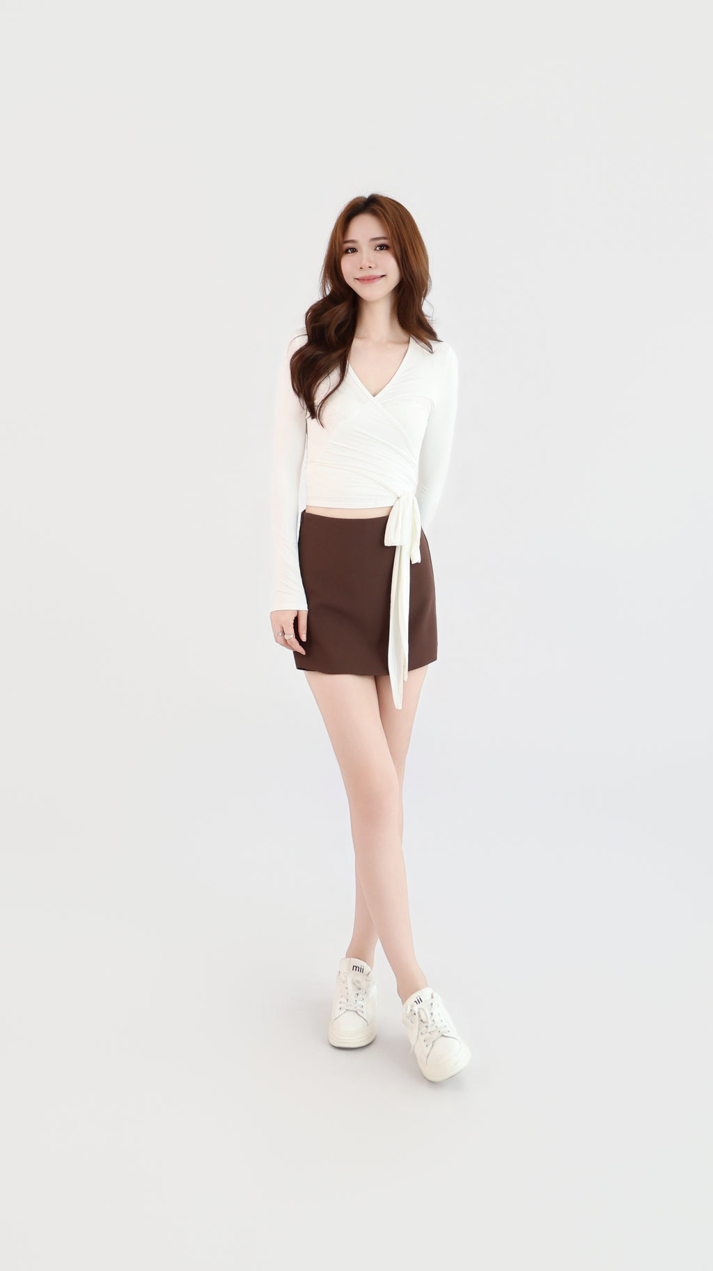 WRAP TIE LONG SLEEVE TOP