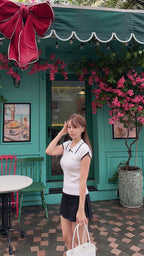 Ribbon Trim Knit Polo