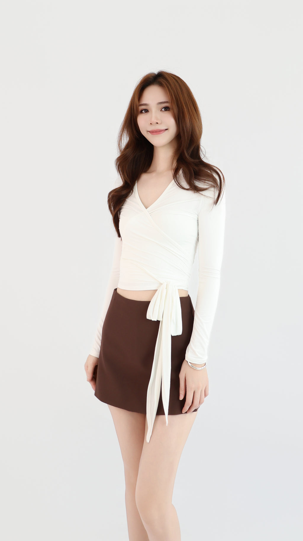 WRAP TIE LONG SLEEVE TOP