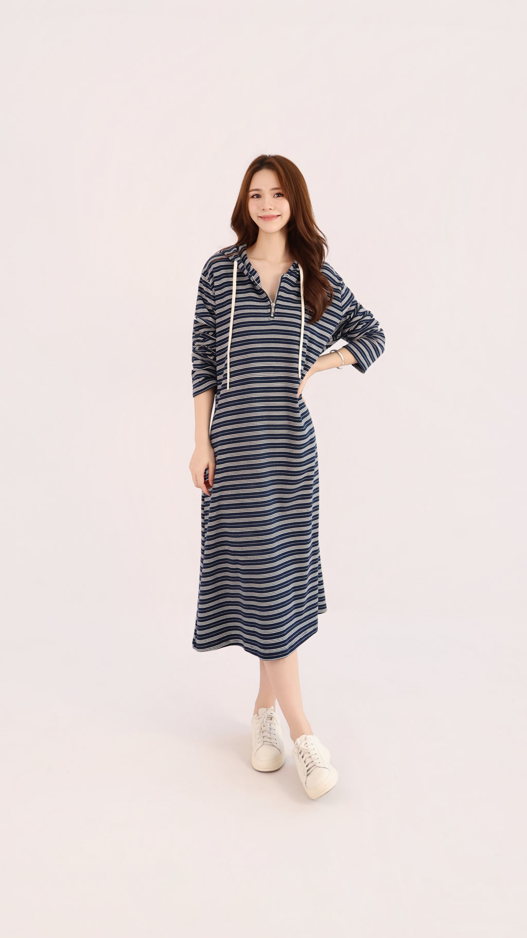 STRIPE HOODIE DRESS