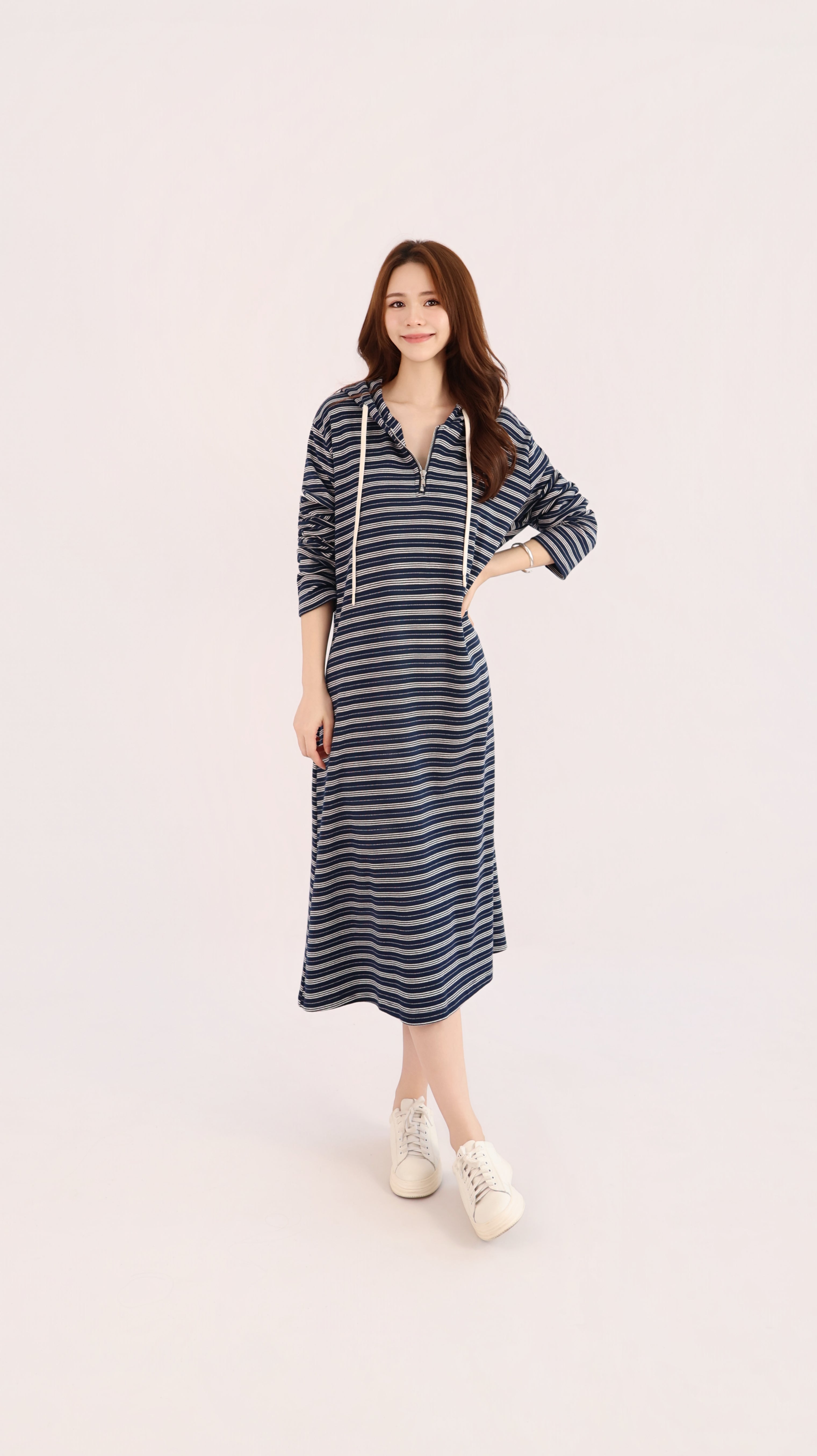 STRIPE HOODIE DRESS
