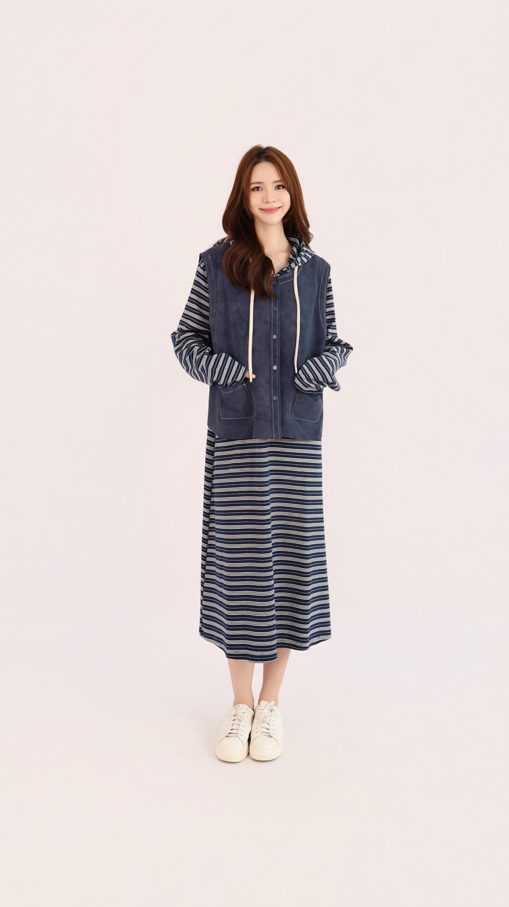 STRIPE HOODIE DRESS