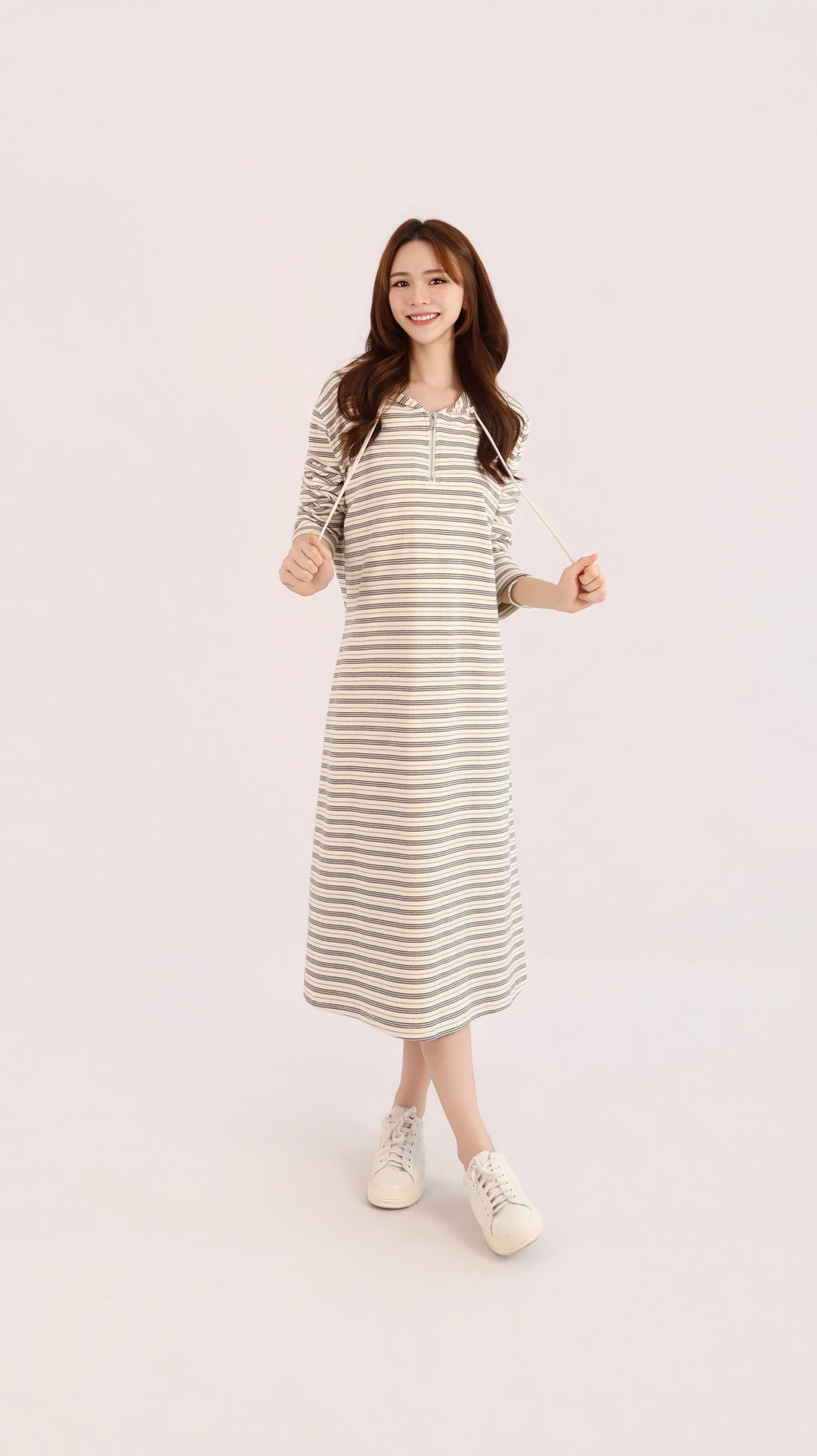 STRIPE HOODIE DRESS