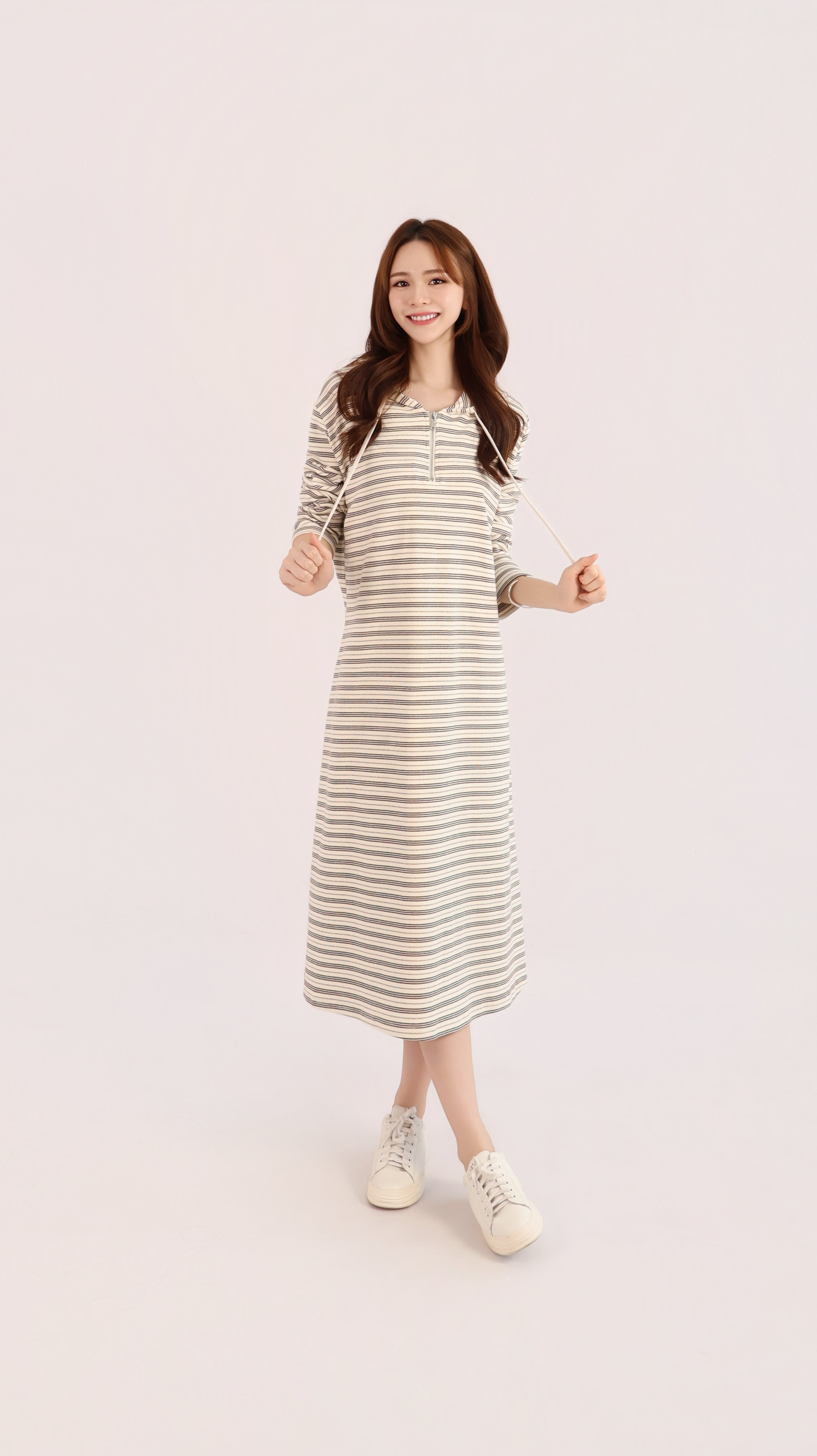 STRIPE HOODIE DRESS