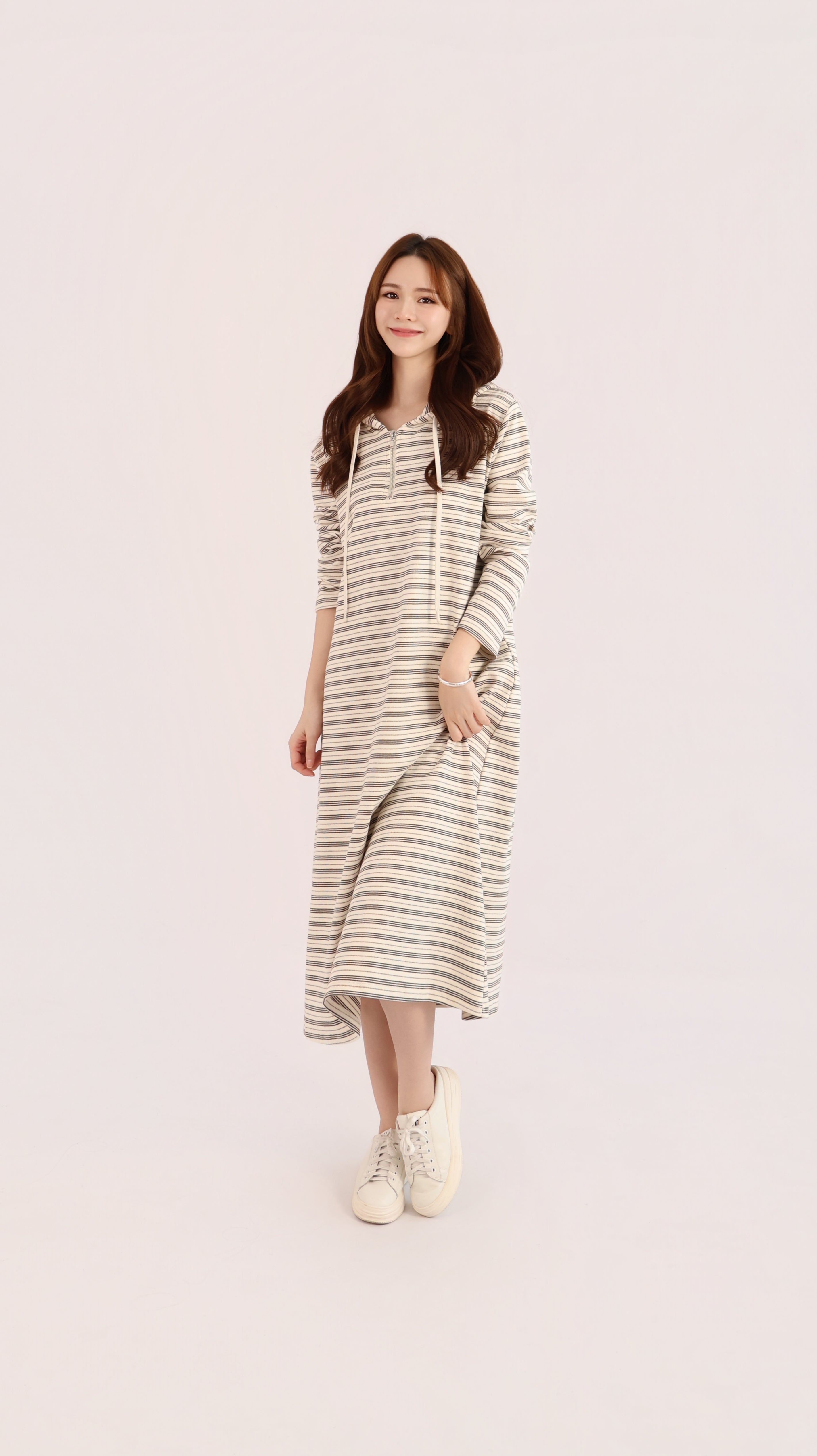 STRIPE HOODIE DRESS