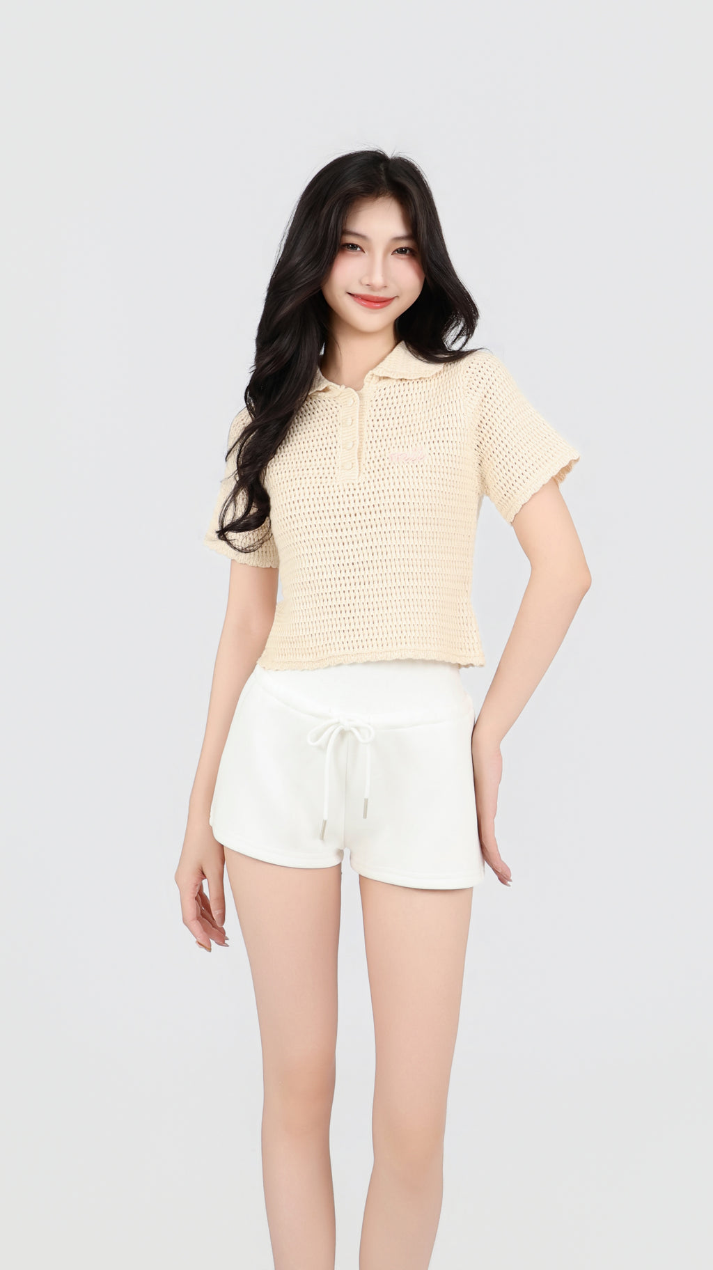 CROCHET POLO TEE