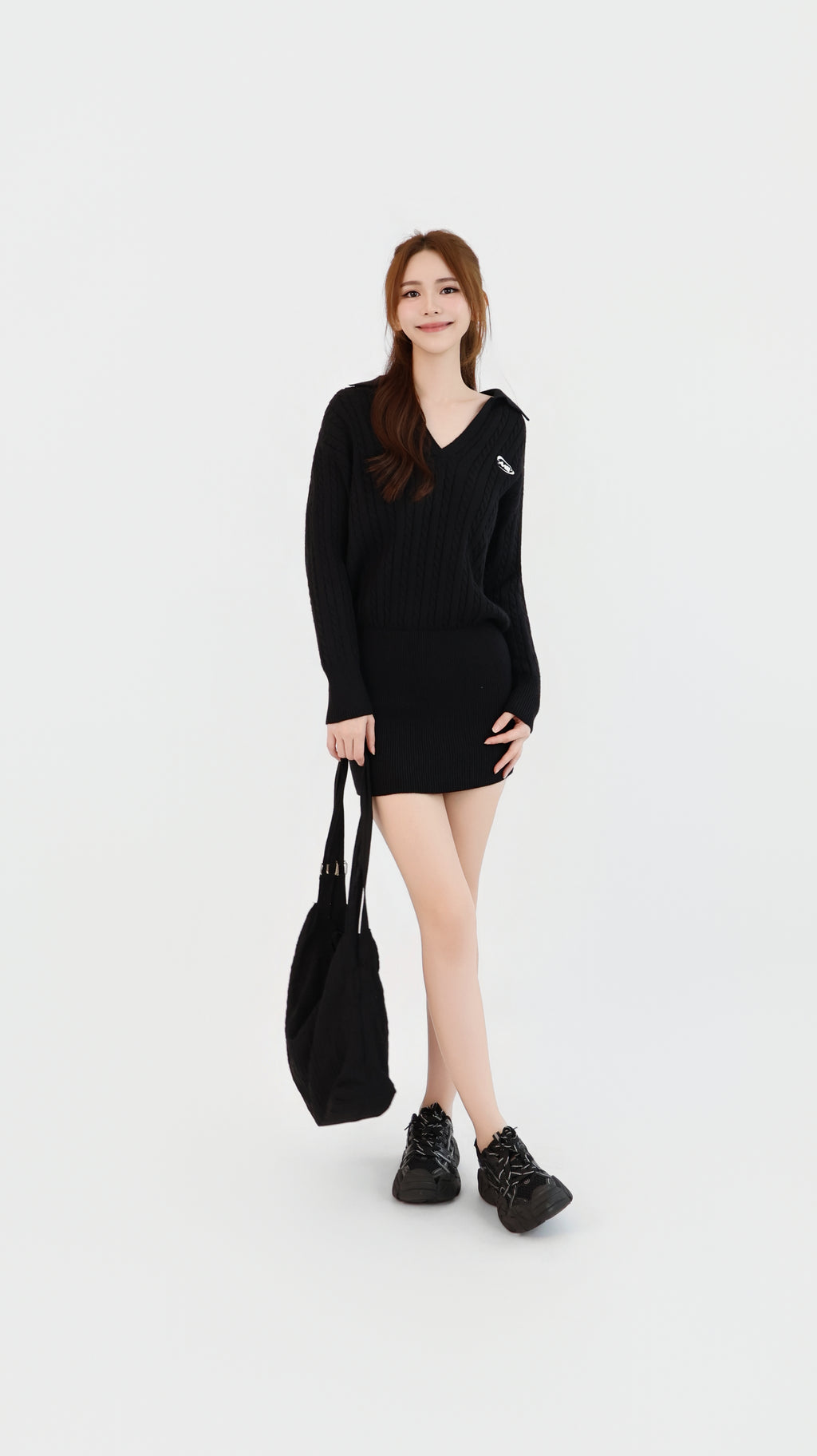 VARSITY KNIT V DRESS