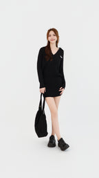 VARSITY KNIT V DRESS