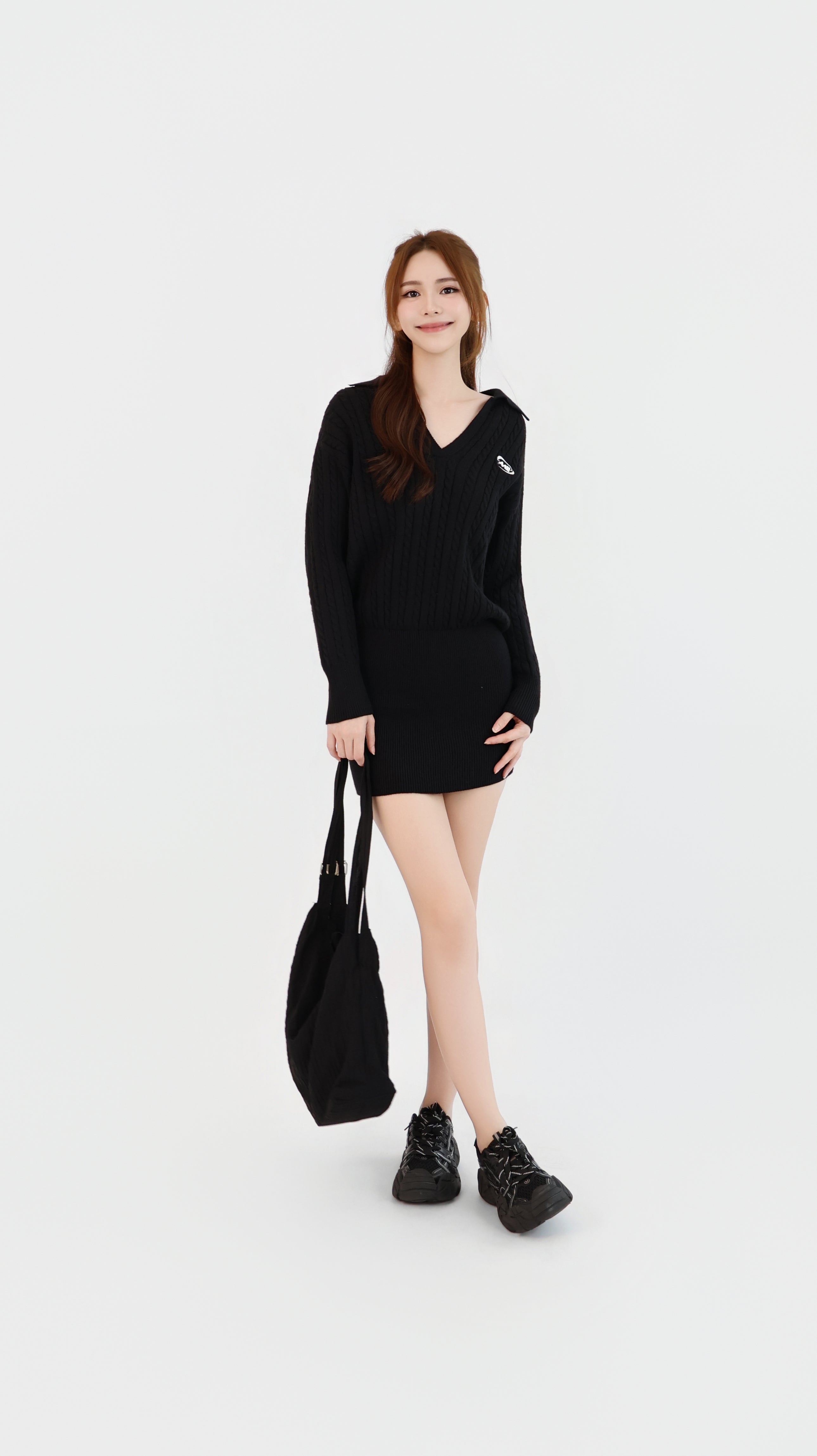 VARSITY KNIT V DRESS