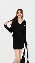 VARSITY KNIT V DRESS