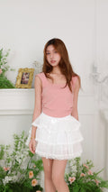 LACE RUFFLE MINI SKIRT