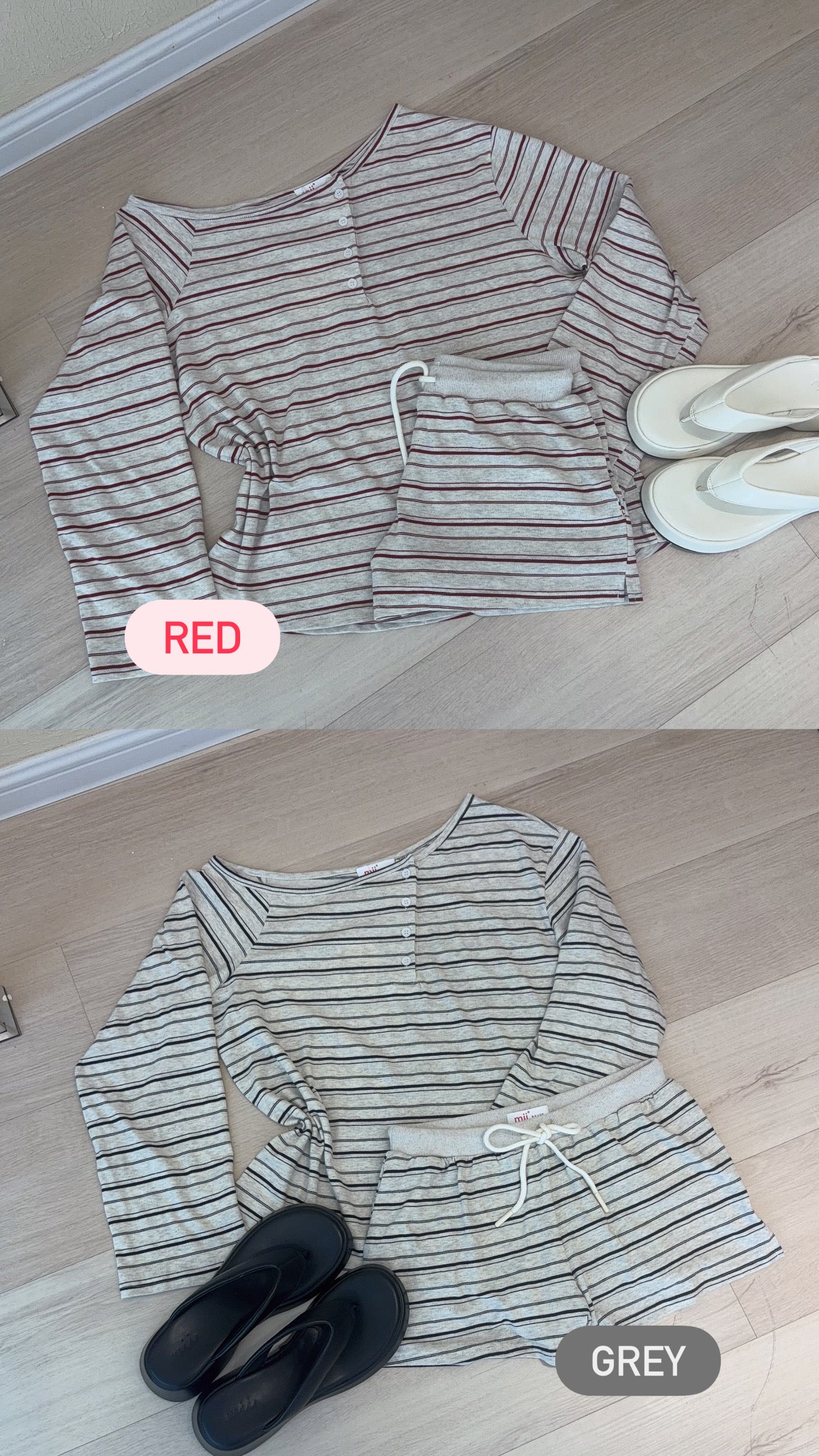 OFF SHOULDER STRIPE SET