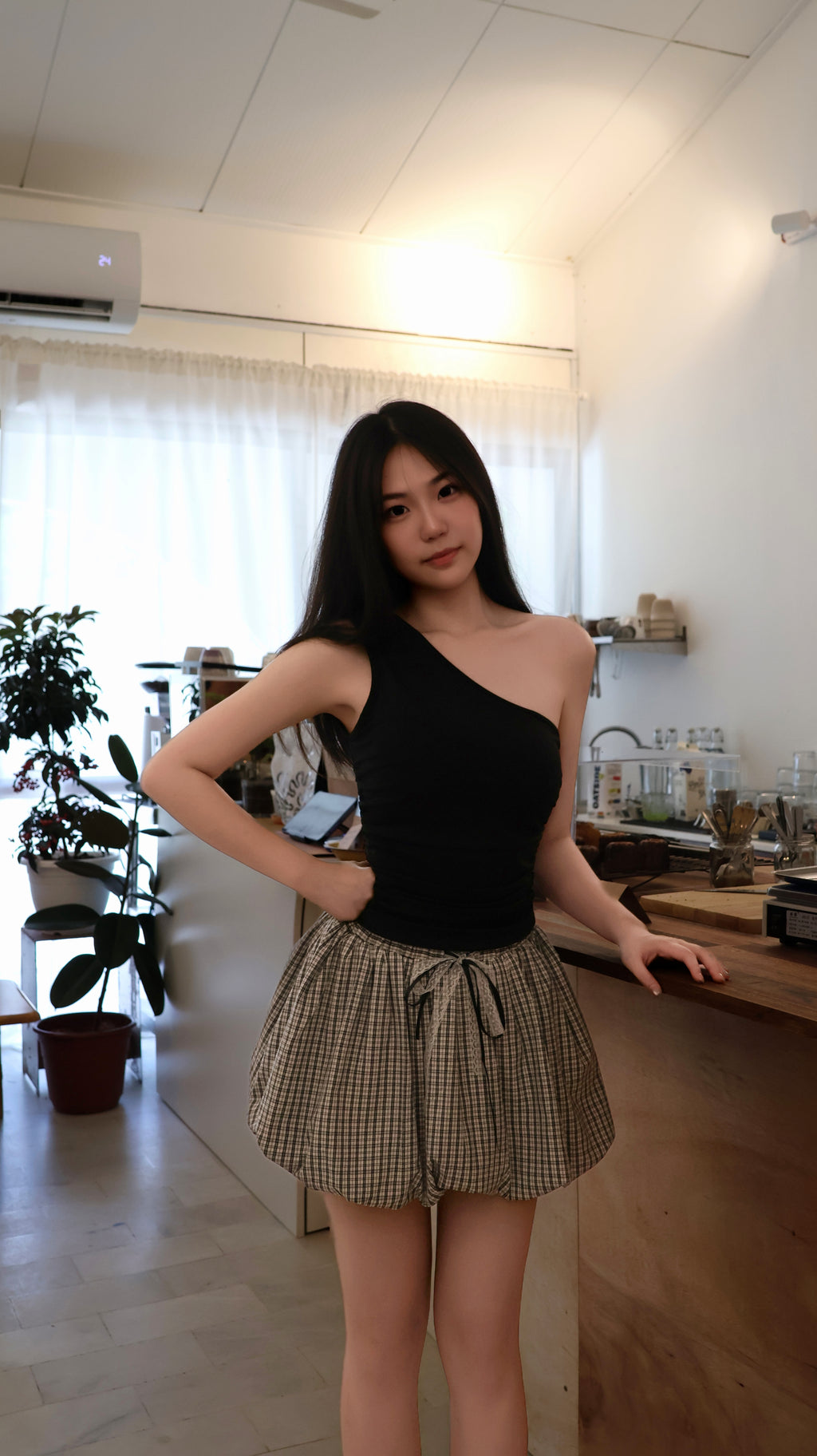 CHECK PUFF SKIRT
