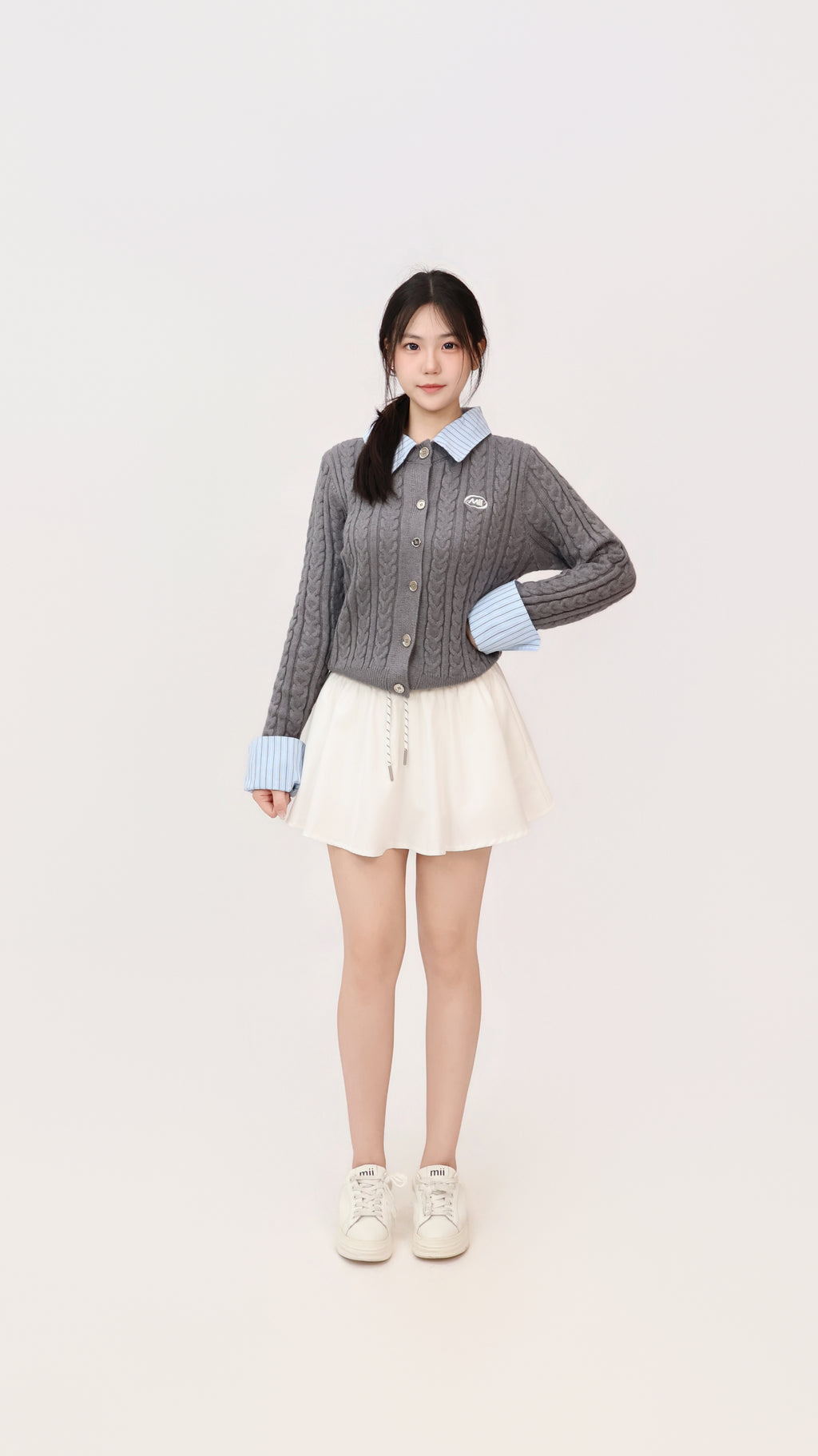 FAUX TWO PIECE KNIT CARDIGAN