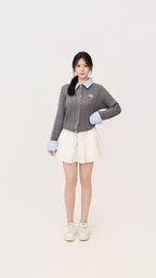 FAUX TWO PIECE KNIT CARDIGAN