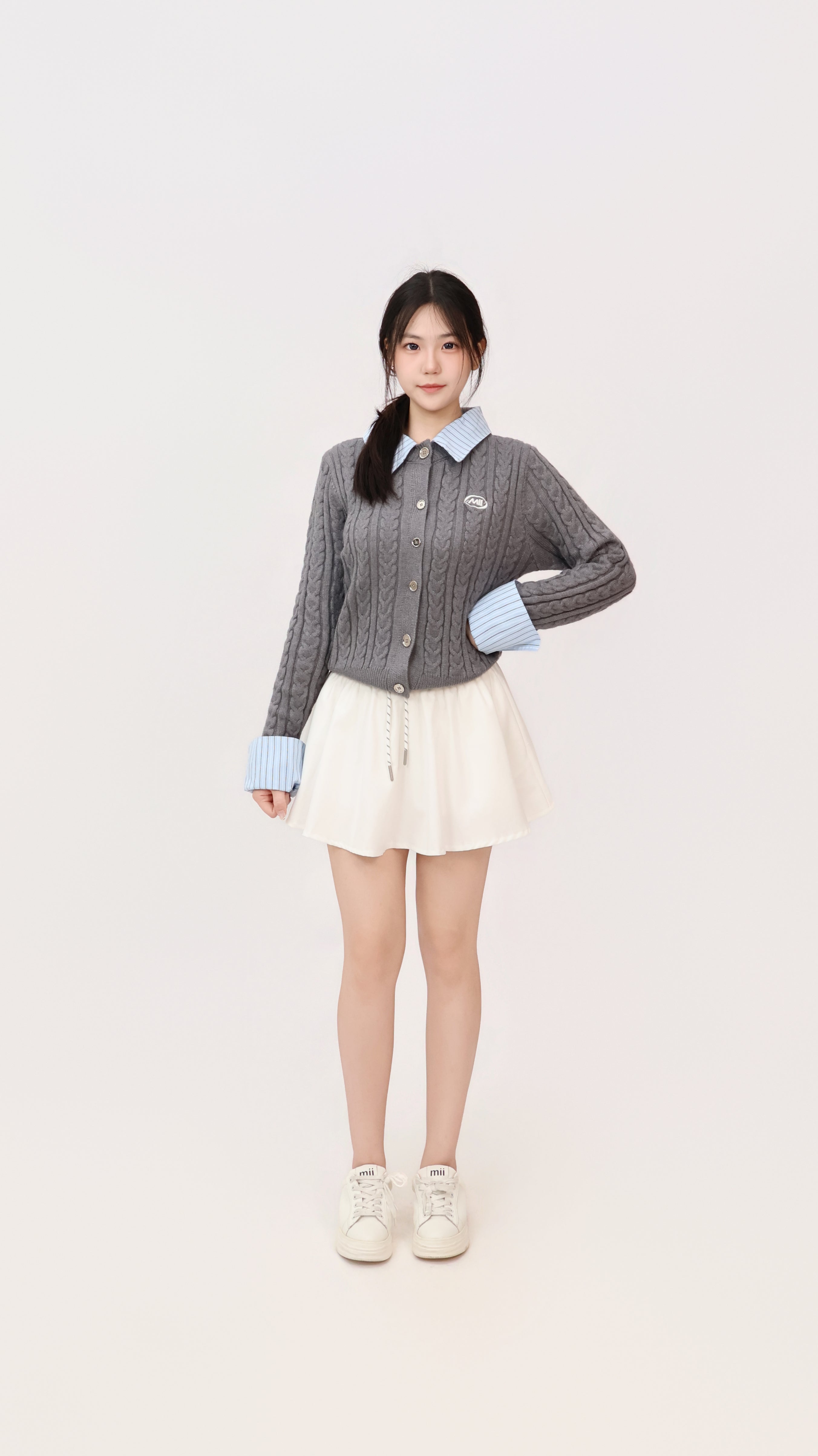 FAUX TWO PIECE KNIT CARDIGAN