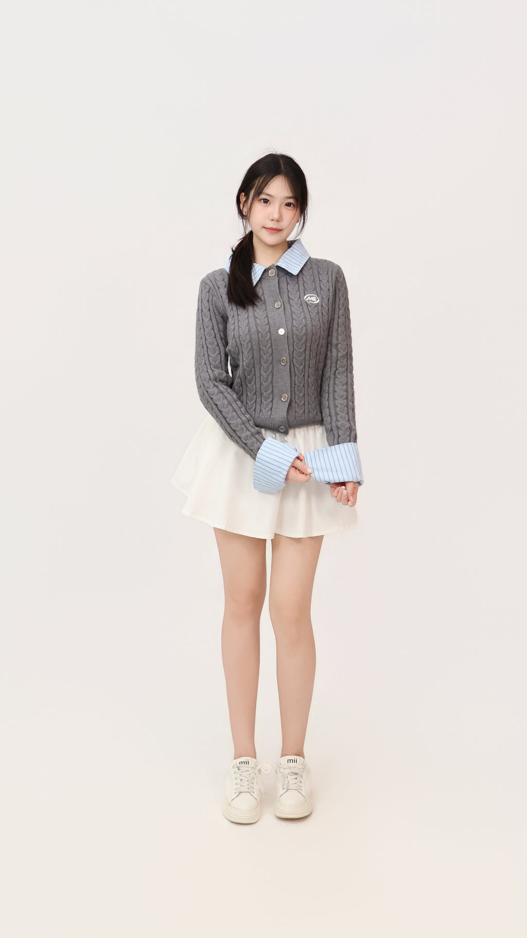 FAUX TWO PIECE KNIT CARDIGAN