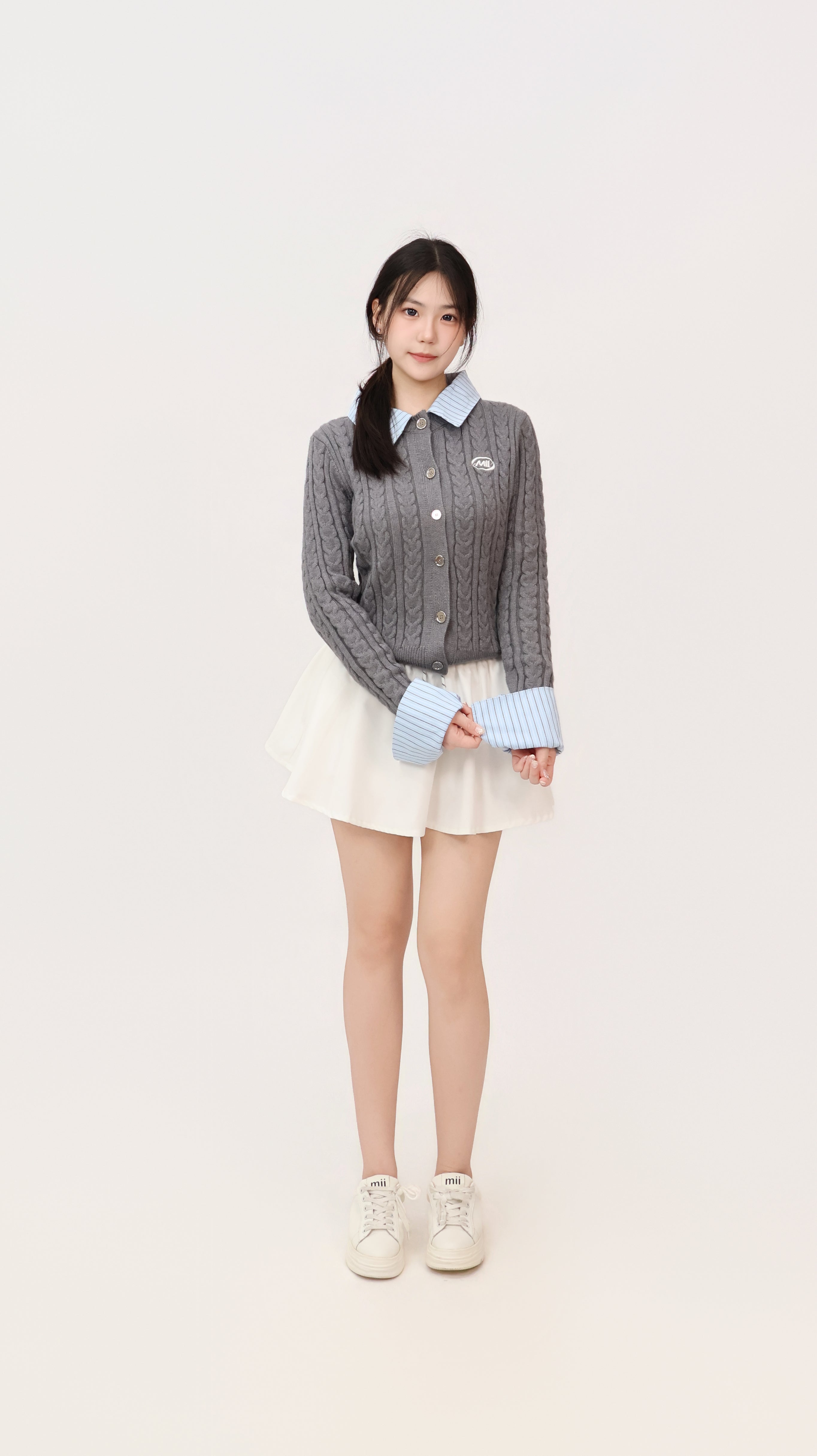 FAUX TWO PIECE KNIT CARDIGAN