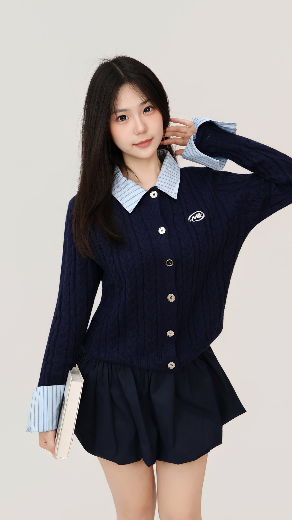 FAUX TWO PIECE KNIT CARDIGAN