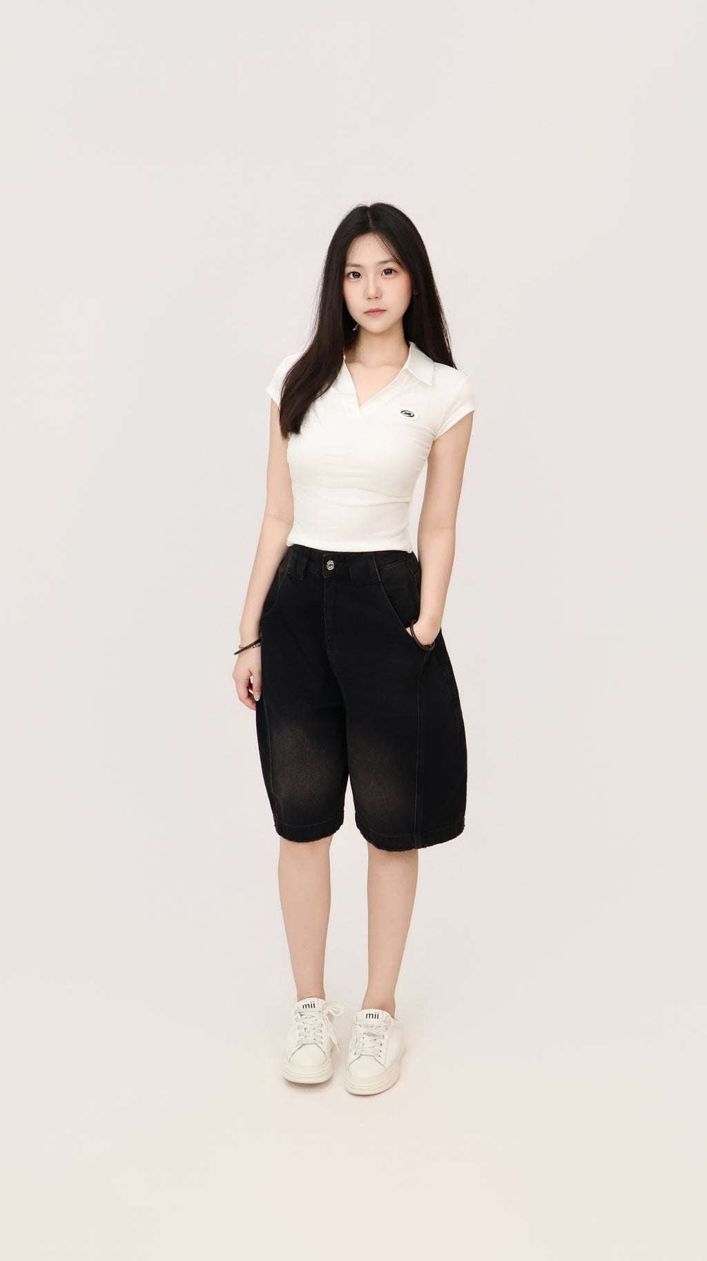 V NECK COLLAR TOP