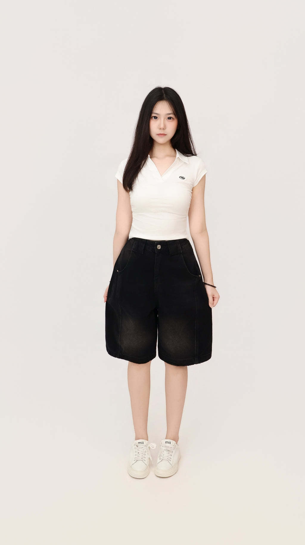 V NECK COLLAR TOP