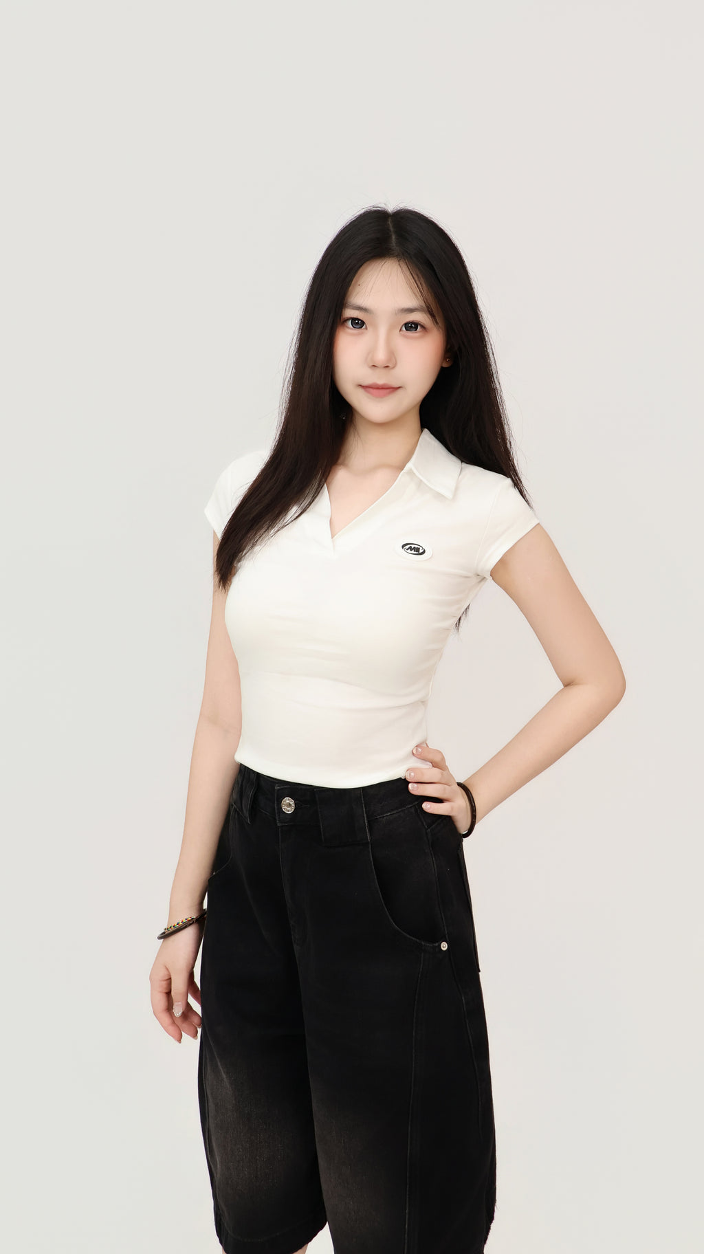 V NECK COLLAR TOP