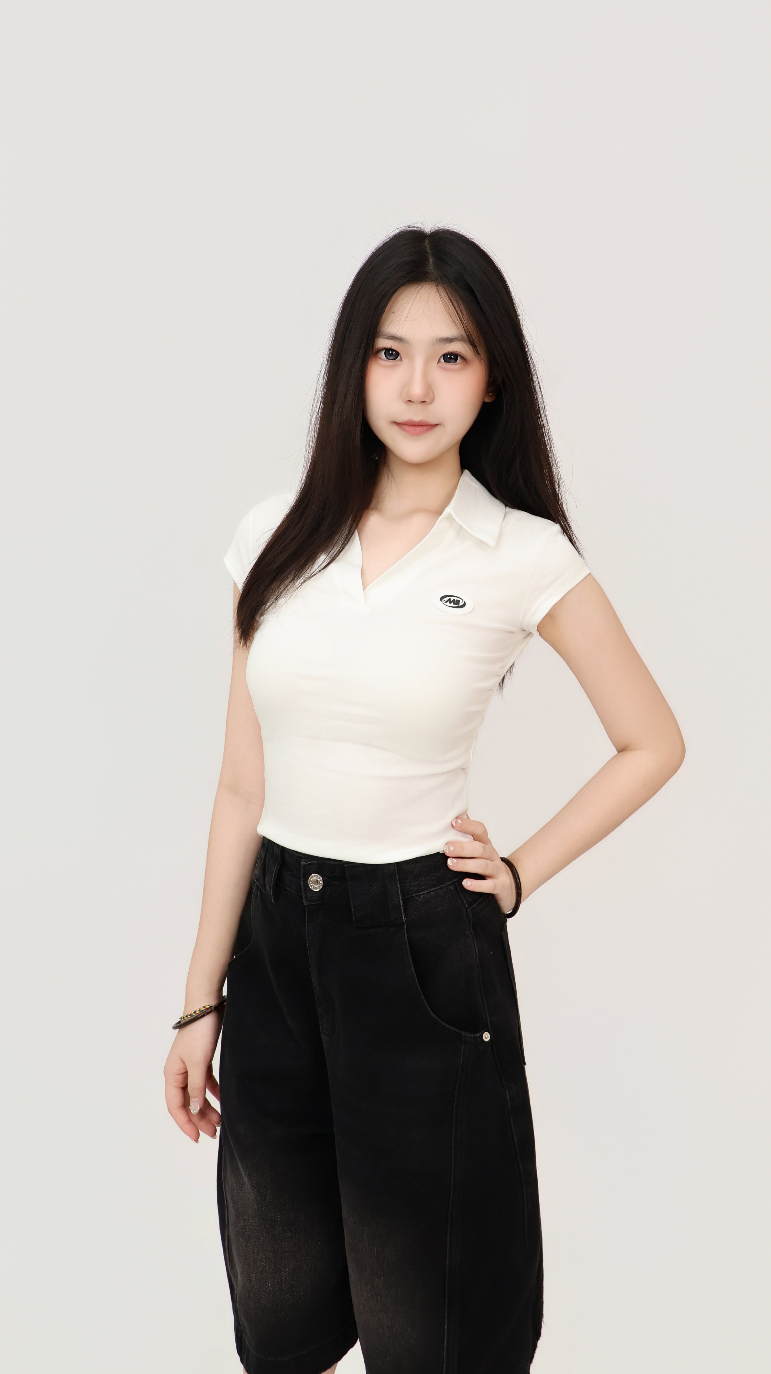 V NECK COLLAR TOP