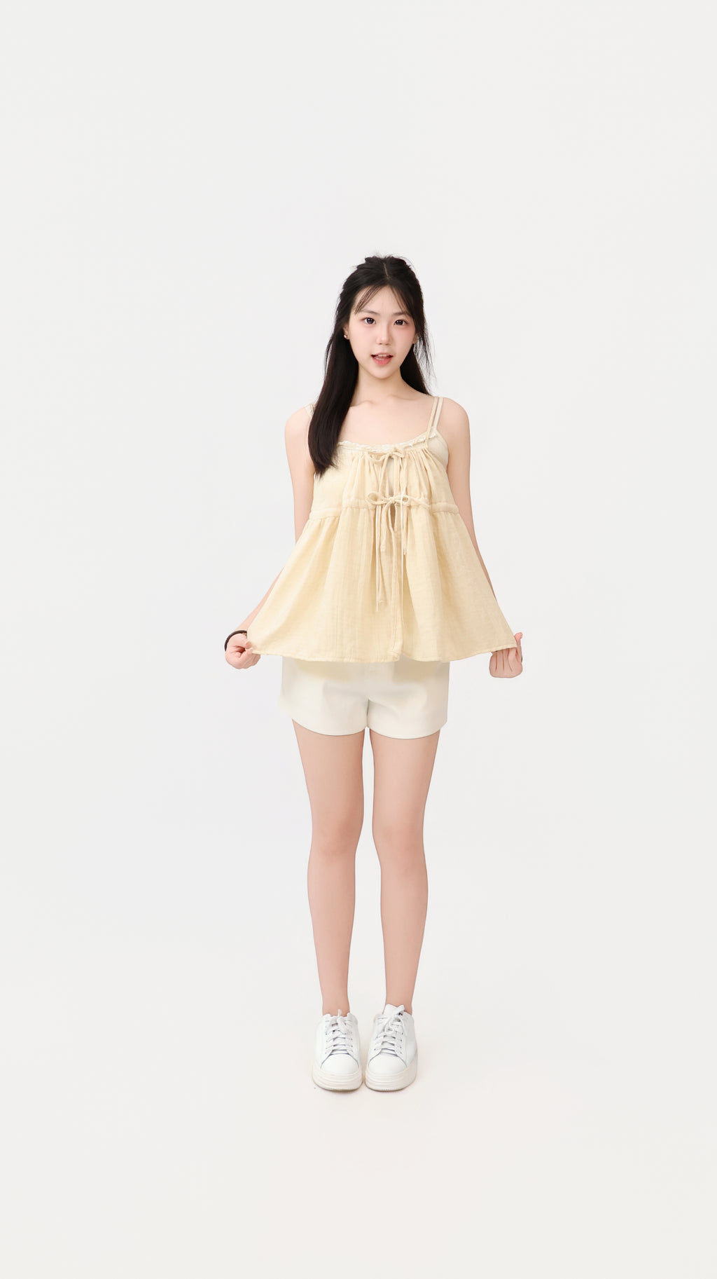 DRAPED RIBBON SLIM TOP