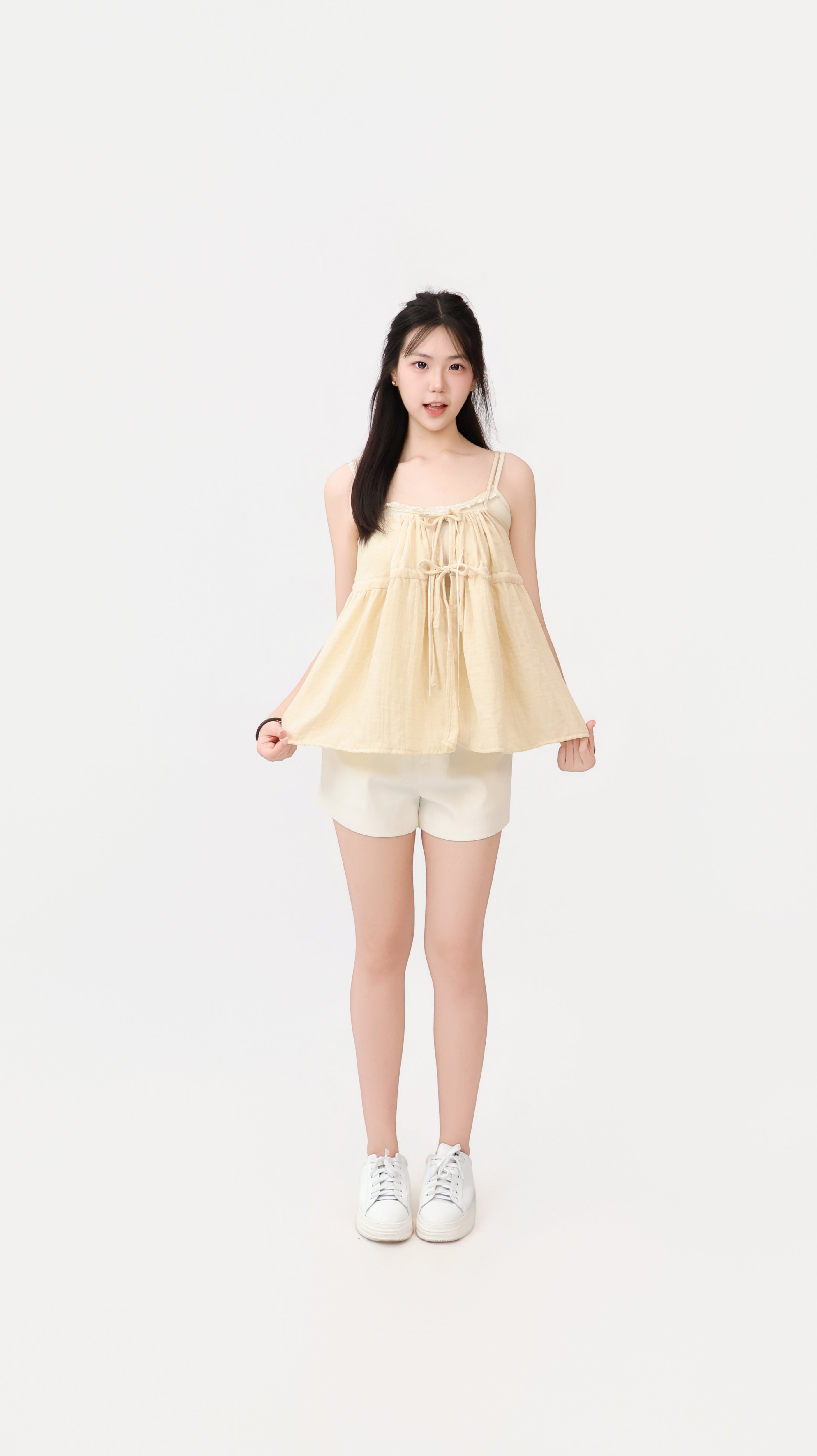 DRAPED RIBBON SLIM TOP