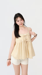 DRAPED RIBBON SLIM TOP