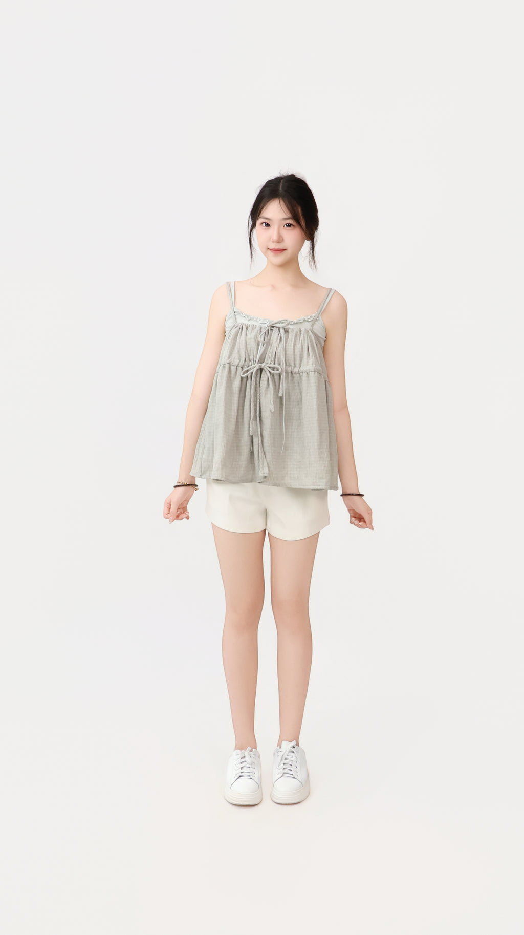 DRAPED RIBBON SLIM TOP
