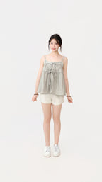 DRAPED RIBBON SLIM TOP