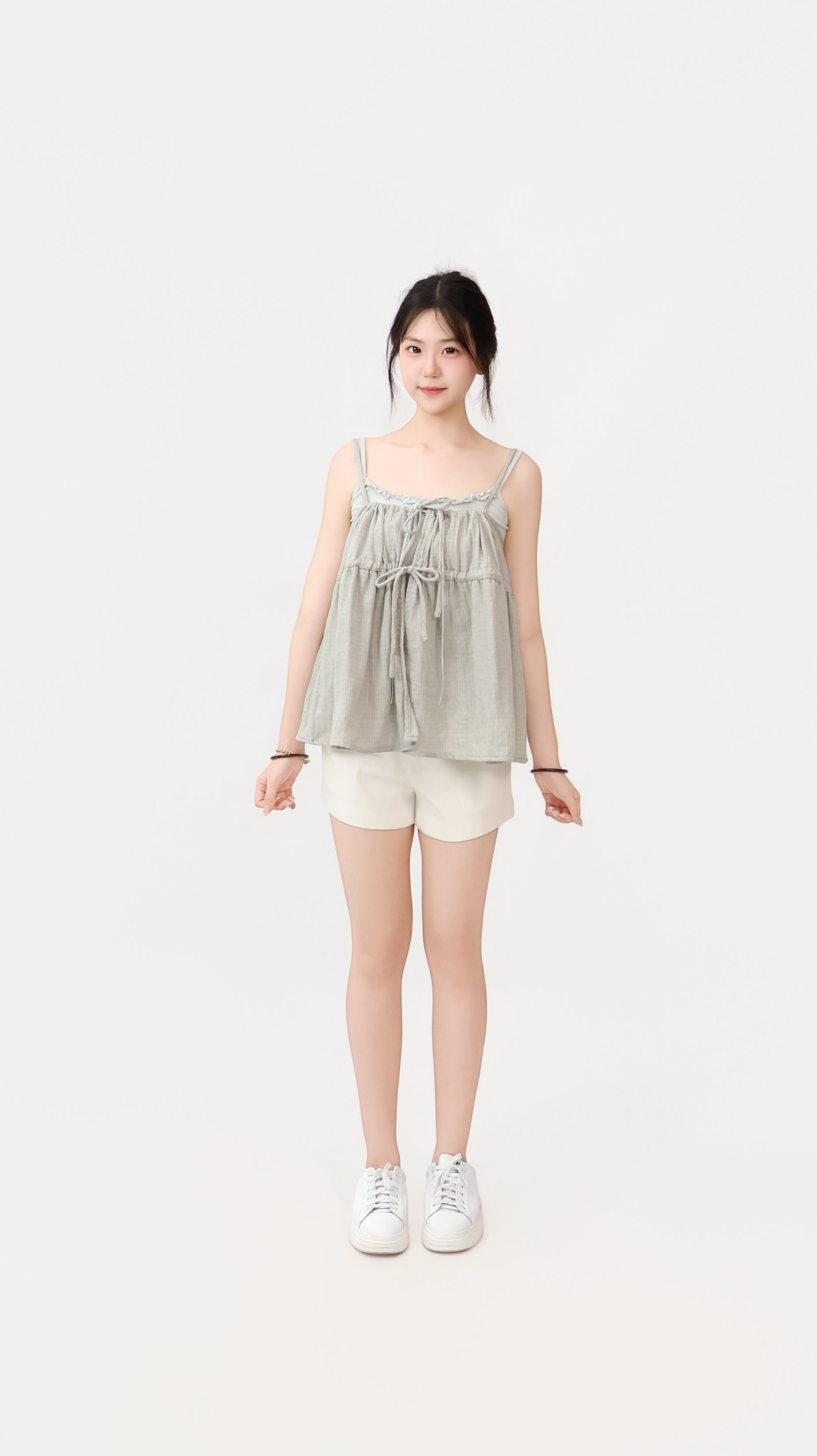 DRAPED RIBBON SLIM TOP