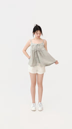 DRAPED RIBBON SLIM TOP