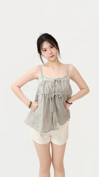 DRAPED RIBBON SLIM TOP