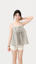 DRAPED RIBBON SLIM TOP